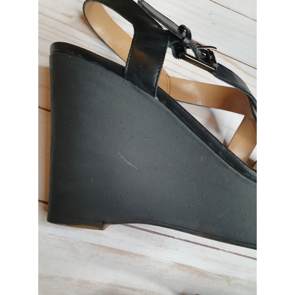 Franco Sarto Stallion Strappy Criss Cross Cork Wedge Sandal, Platform, Black, 9 - Picture 5 of 7